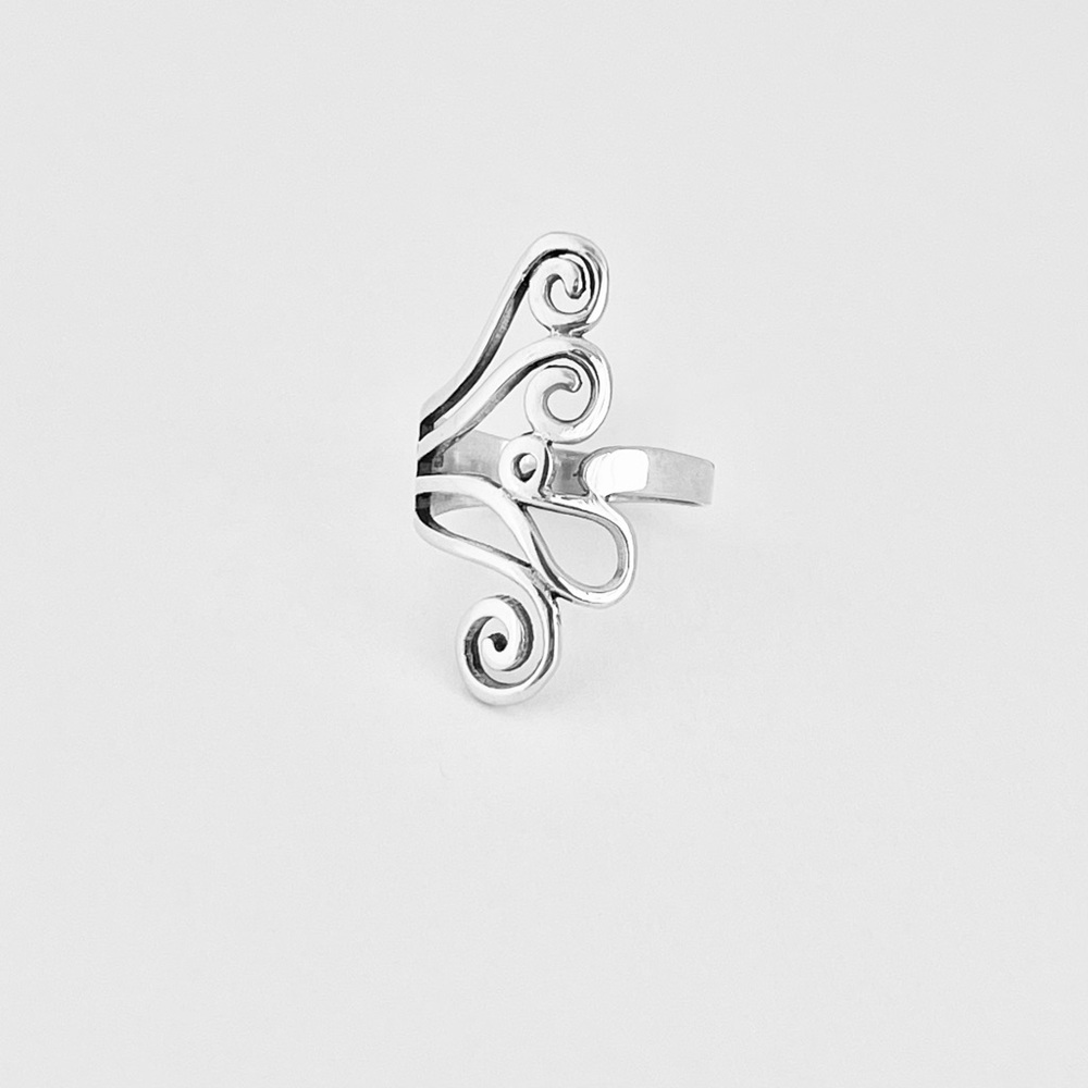 Sterling Silver Statement Swirly Ring, Silver Rings, Swirl Jewelry, Spiral Ring - Picture 10 of 14